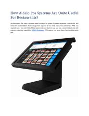 How Aldelo Pos Systems Are Quite Useful For Restaurants.docx
