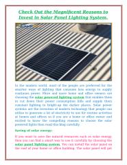 Magnificent Reasons To Invest In Solar Panel Lighting System - RediLight.docx